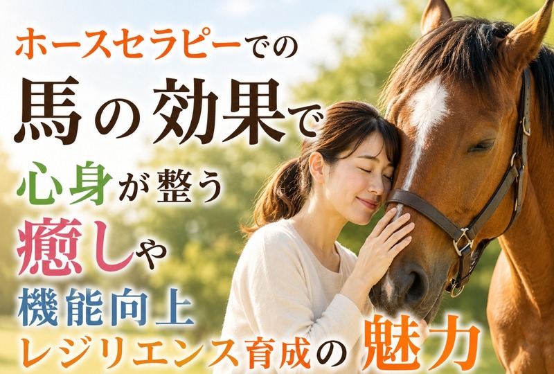 画像1088：ホースセラピーでの馬の効果で心身が整う癒しや機能向上・レジリエンス育成の魅力
